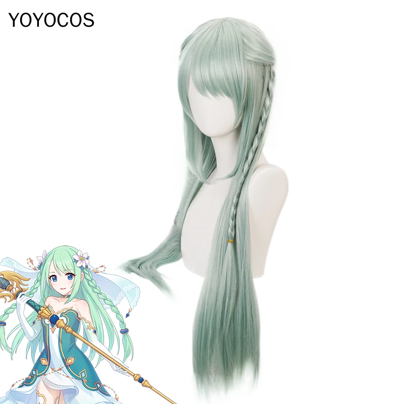 

Misumi Chika Cosplay Wig Princess Connect Re Dive Chika Twist Braid Ice Green Long Hair Heat Resistant Synthetic Hair+Hairnet