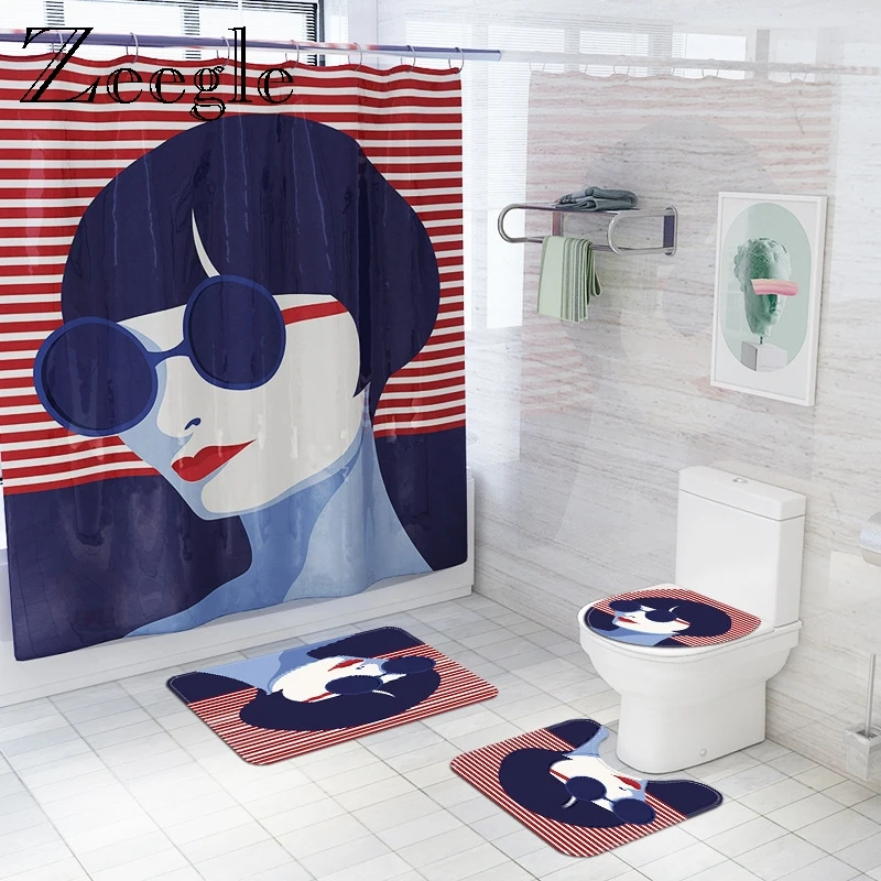 

Набор ковриков для ванной и душа в современном стиле, впитывающий U-Образный Коврик для туалета и нескользящий коврик для ног, фланелевый ко...