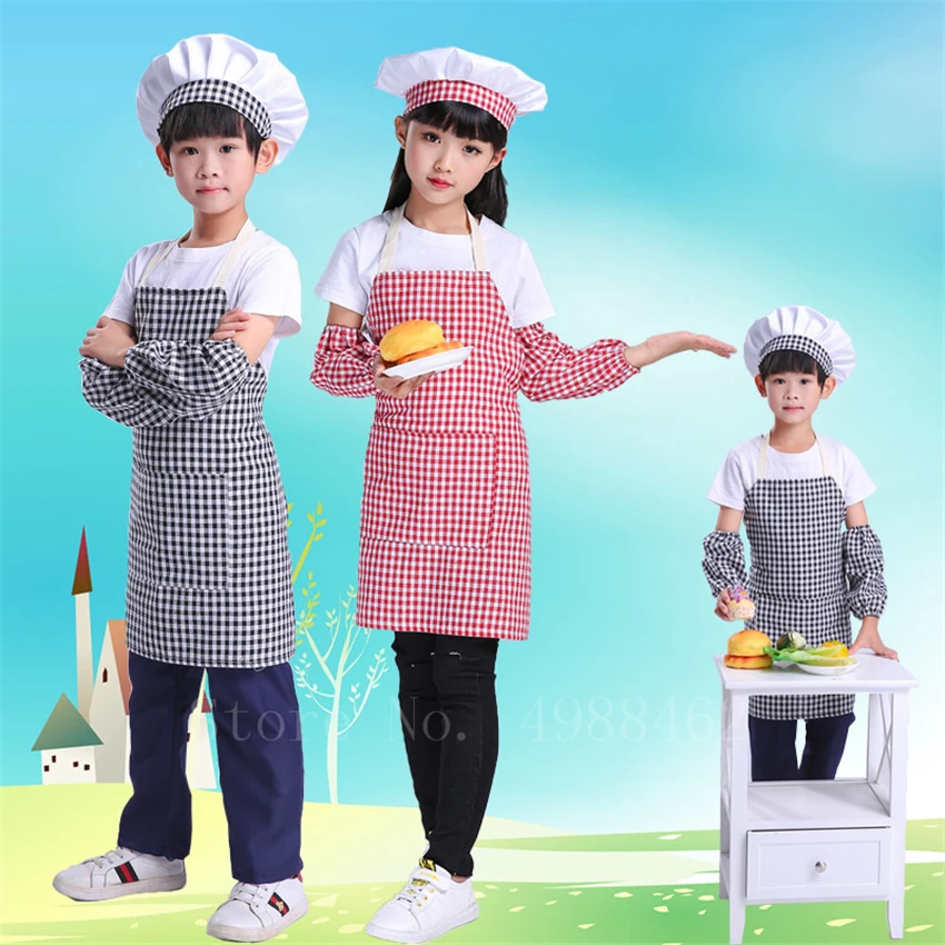 Унисекс детская Униформа шеф-повара фартук в клетку для выступления на сцене