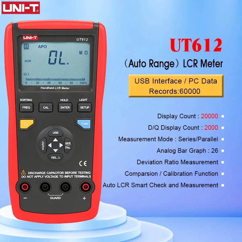 

Измеритель емкости Φ UT611 UT612 ЖК-дисплей с подсветкой хранение данных/Аналоговая гистограмма/тестер индуктивности