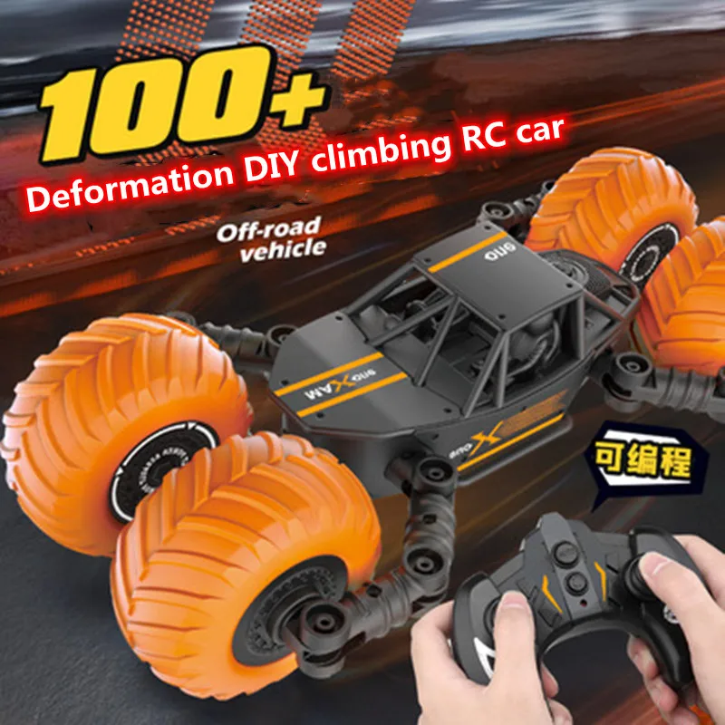 

Four Driving Forces Deformation DIY RC Climbing Car 25Mins 360°Degrees Rotate 100 Styles Smart Programming Remote Control CarToy