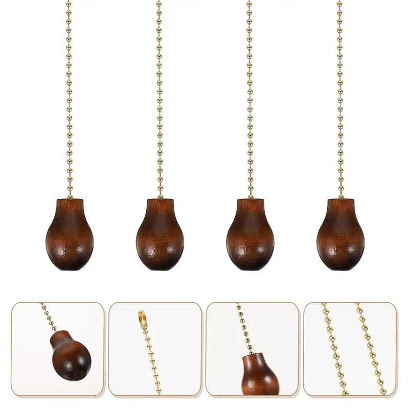 

4pcs 12Inch Wooden Gourd Shape Fan Pull Chains Pulling Chains Light Pull Chains