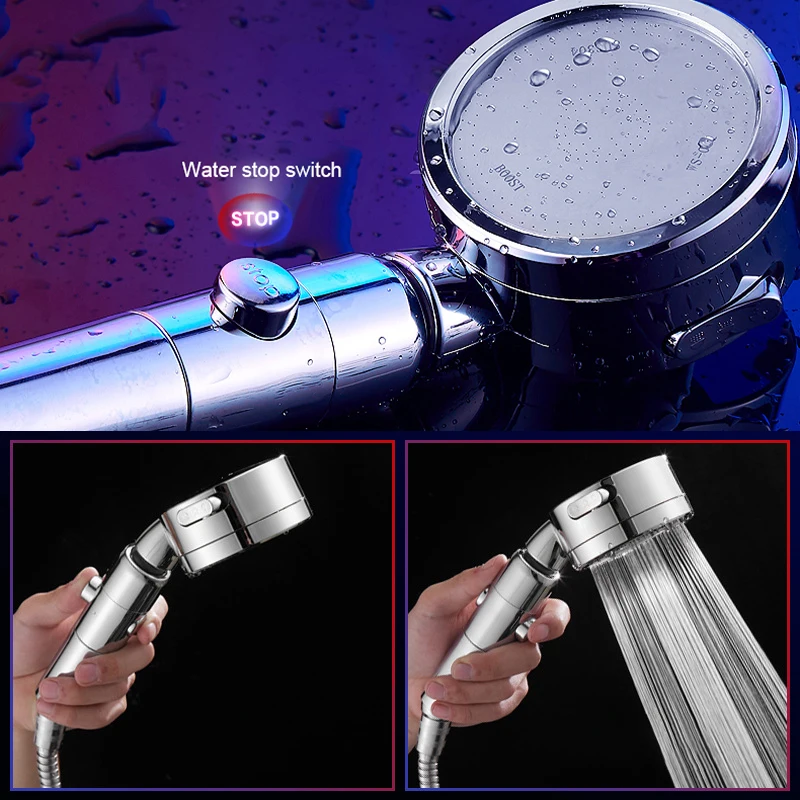 

Bathroom 360 Degree Rotatable Shower Adjustable Water Saving Shower Head 3 Mode Shower Water Pressure Shower With Stop Button