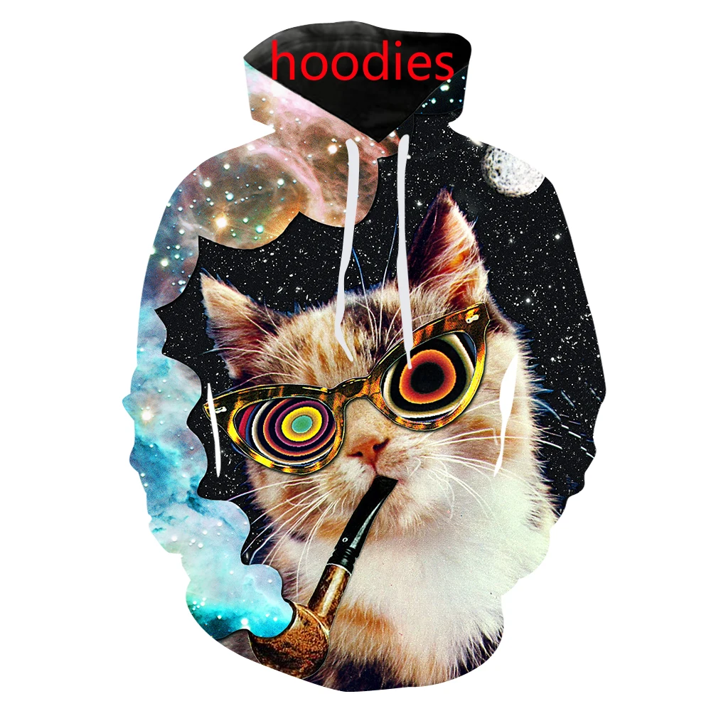 

Футболка мужская с 3D-принтом неба и кота, модный топ в стиле Харадзюку, пуловер в стиле хип-хоп, топ с графическим принтом, уличная одежда