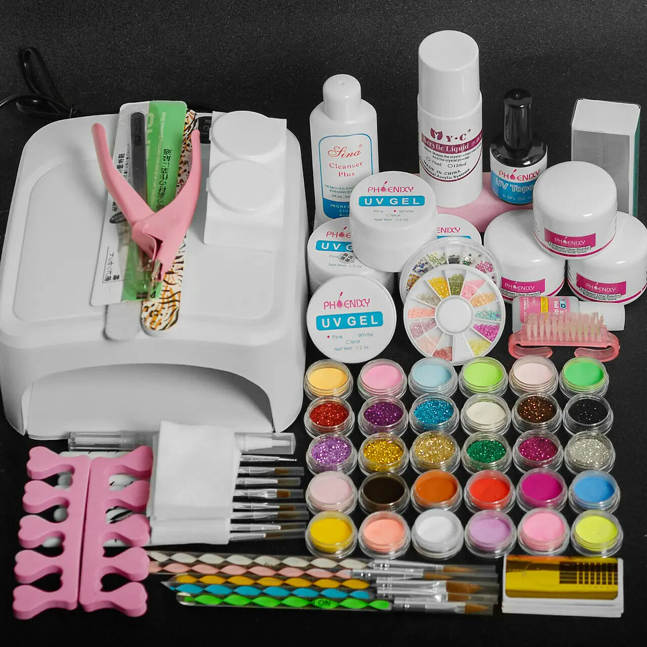 Набор акриловых ногтей лампа для сушки акриловая пудра гель наращивания