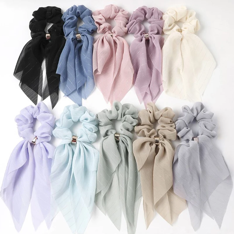 

1PC Women Elastic Ponytail Scarf Bow Hair Rope Ties Scrunchies Ribbon Hair Bands