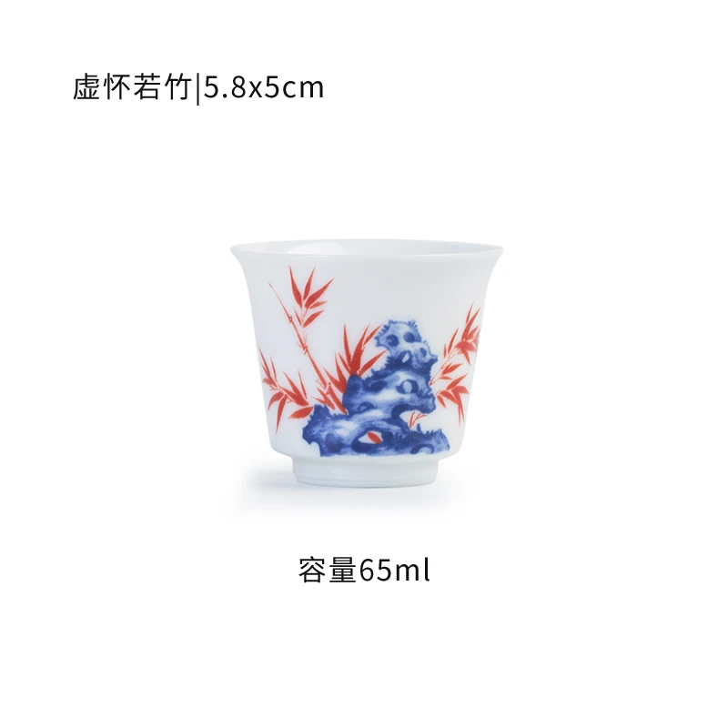 

1PCS Dehua porcelain Porcelain Cone Teacup Anti Scaling Hand-Painted Ceramic Tea Bowl Travel Meditation Cup Chinese Tea set 70ml
