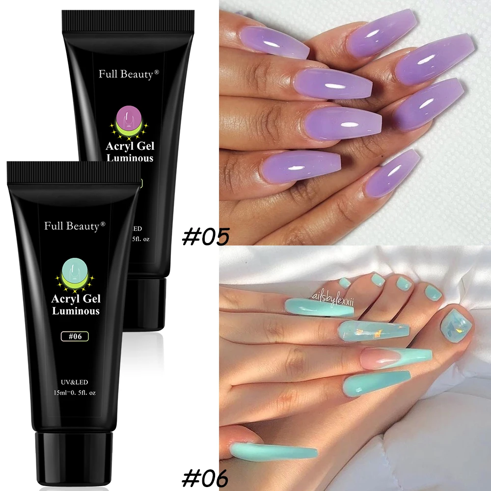

NEW 15ml Luminous Acrygel For Nail Glowing In Dark Gel For Extension Quick Builder Reflective Varnishes Nail Art Manicure