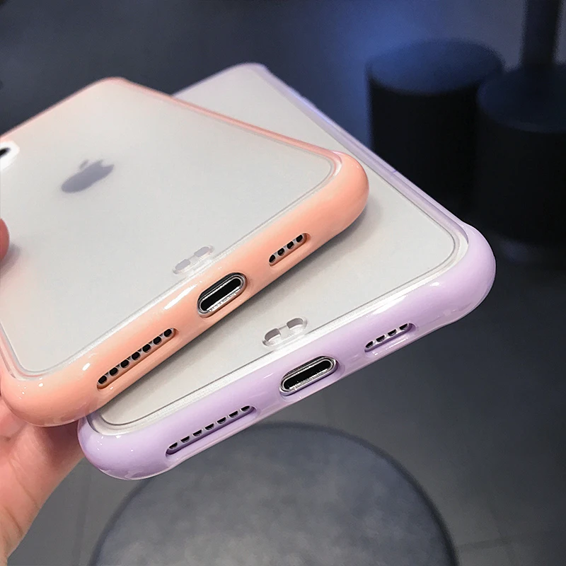 Чехол для Apple iPhone 6 S 7 Plus 8 X XR XS 11 Pro Max прозрачный цветной чехол с рамкой жесткий
