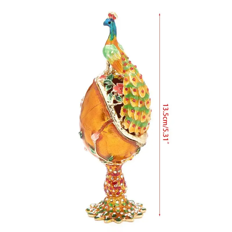 Peacock Shape Faberge-Egg Series Hand Painted Jewelry Trinket Box Unique Gift for Easter Home Decor Collectible | Украшения и