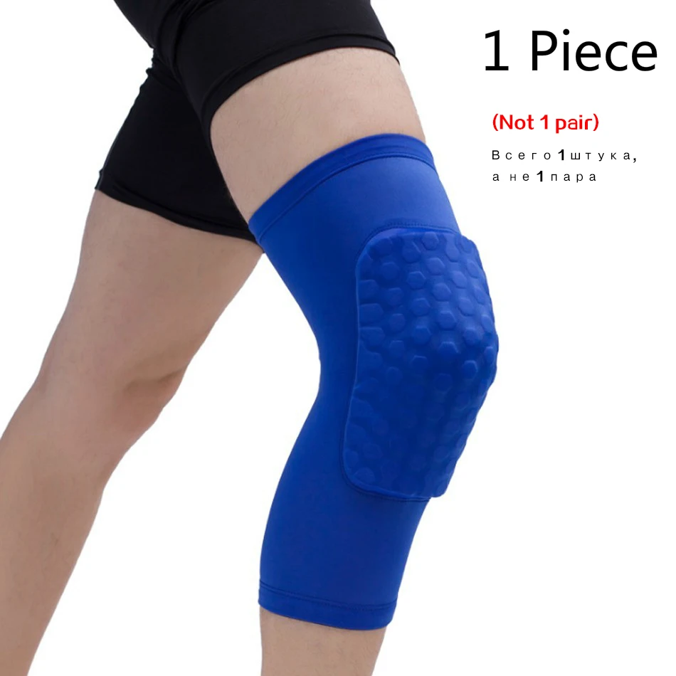1PC Short Knee Blue Стоящий 1 шт. баскетбольные наколенники протектор компрессионный рукав соты фиксатор из пенопласта наколенники фитнес снаряжение волейбол поддержка - Цвет: 1PC Short Knee Blue