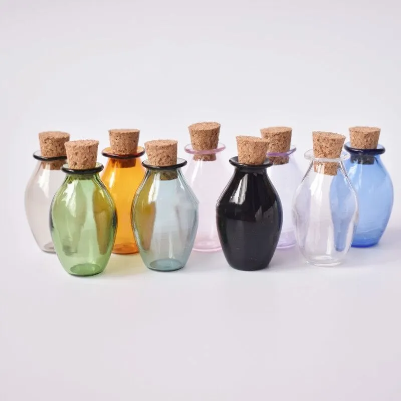 1pcs Wine Jar Shape Color Christmas Wish Bottles Small Empty Cork Glass Vials For Holiday Wedding home Decoration Gifts | Дом и сад