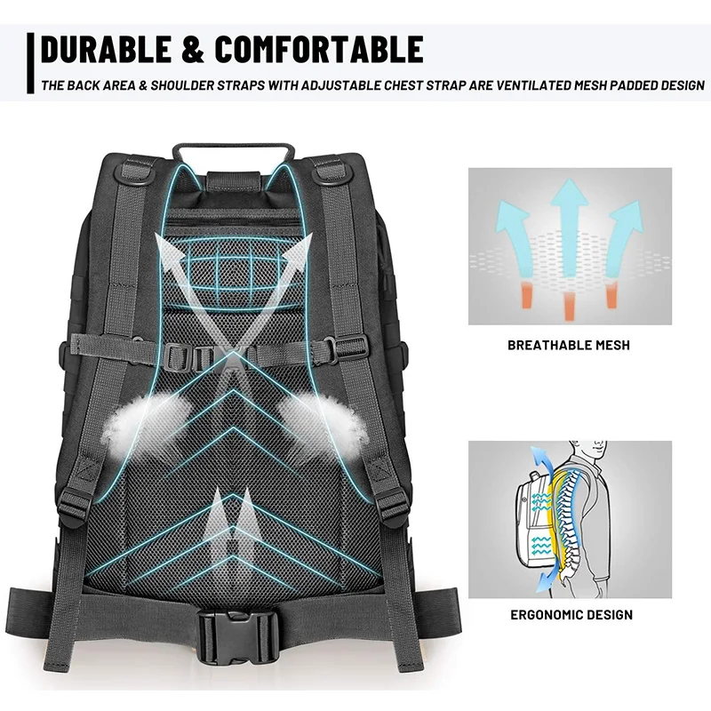 Военный тактический рюкзак армейская Сумка Molle штурмовой на 3 дня 40 л практичный
