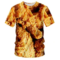 summer funny food fried chicken t shirt funny short sleeved couple universal shirt boys and girls t shirt top oversized dropship