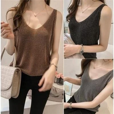 

Summer Slim-Fit Sexy Collar Mid-Length Knitted Spring and Autumn Bright