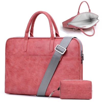 1 layer red sets Сумка для ноутбука из искусственной кожи с защитой от царапин 14 15,6 17,3, сумка для Macbook Air 13, сумка Pro 13,3 15 чехол для женщин и мужчин, сумки через плечо - Цвет: 1 layer red sets