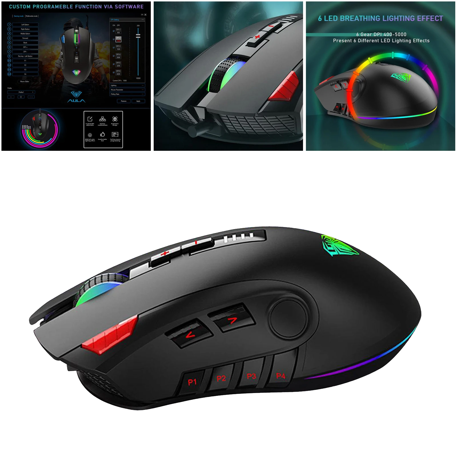 High Performance 5000 DPI Professional Wired Silent Version Mice Computer Mouse for Laptop Gamer Desktop Internet Cafe PC