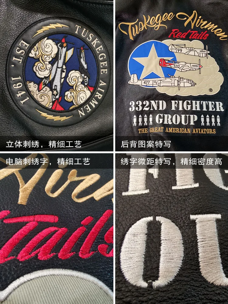 

A2 Amerian embroidery flight jacket men's pattern patches aviator genuine leather jacket military pilot cow leather coat for men
