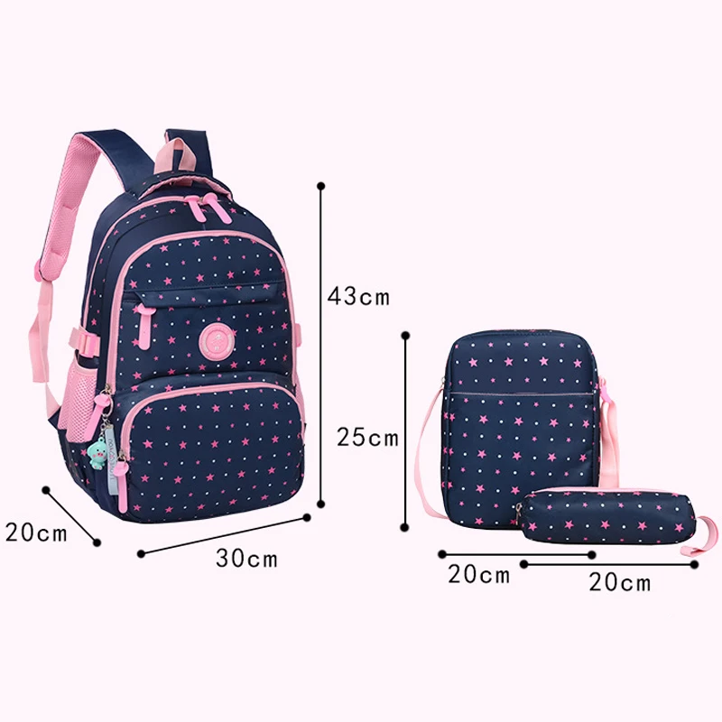 Рюкзак для девочек школьный ортопедический с принтом 3 шт./компл.