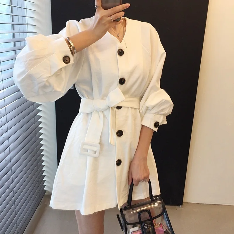 Женское однобортное платье EWQ универсальная рубашка с длинным рукавом и