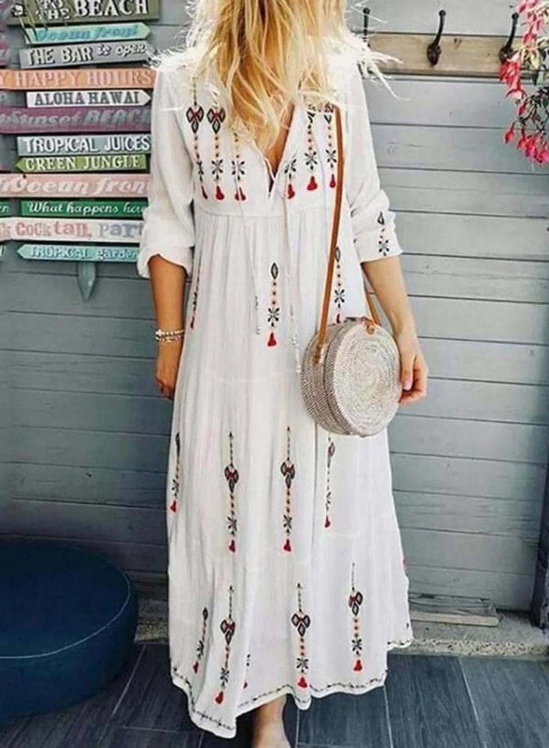 

The New Summer Dress Retro Waist V-Neck Temperament Long Skirt Small Fresh Floral Large Size Short Sleeve Chiffon Dress 2021