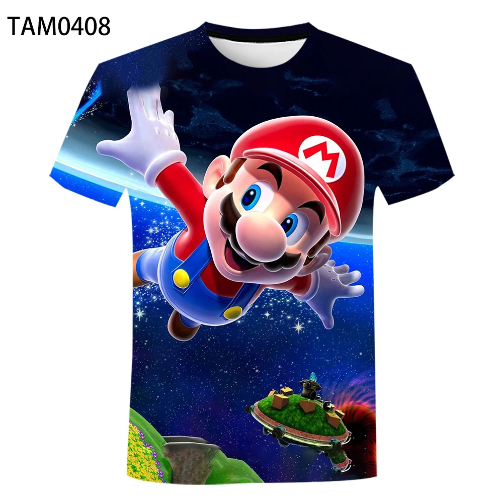 Футболка мужская и женская с 3D принтом Марио популярный Молодежный топ из