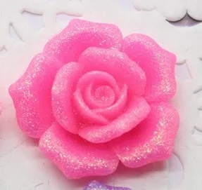 hot pink 10pcs 10 шт. смешанные цвета 26 мм Смола Роза с блестками цветок с плоской задней Кабошон DIY декоративные украшения для скрапбукинга - Цвет: hot pink 10pcs