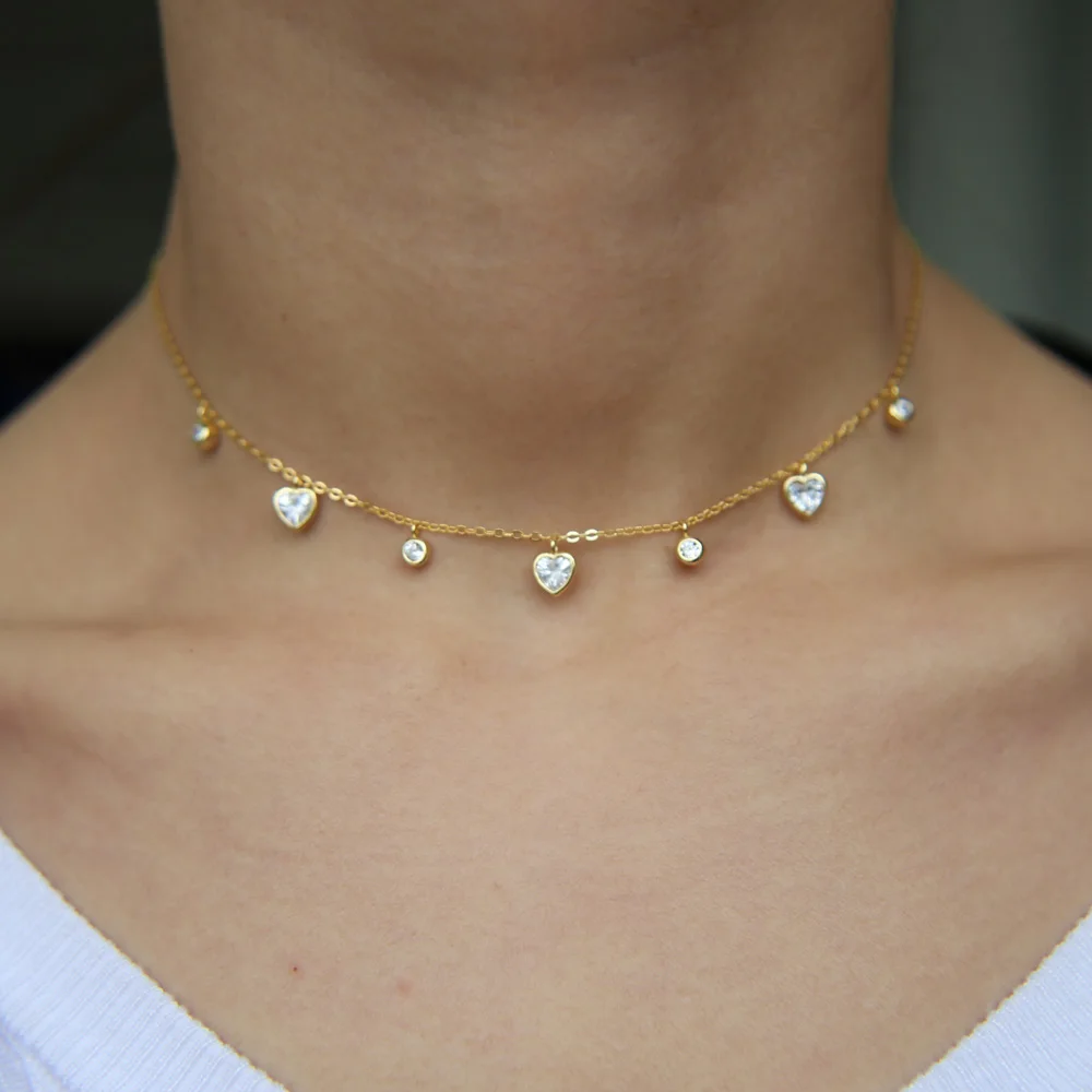 Женское колье из серебра 925 пробы с фианитом | Ожерелья