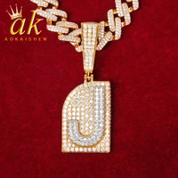 solid initial single letter pendant men hip hop jewelry