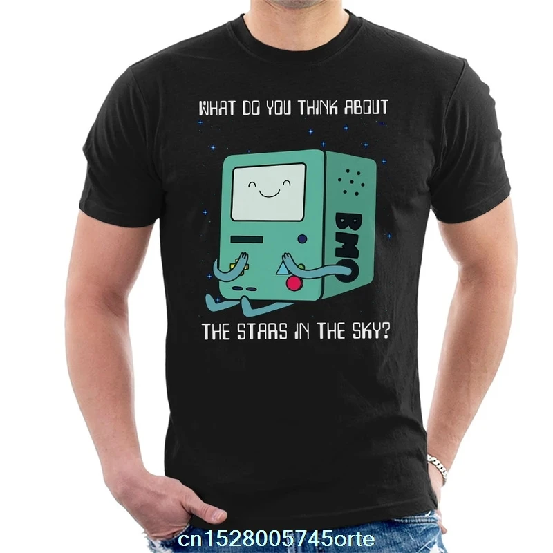 Мужская футболка с принтом camiseta BMO Stars In The Sky Adventure Time 100% хлопок женская | одежда
