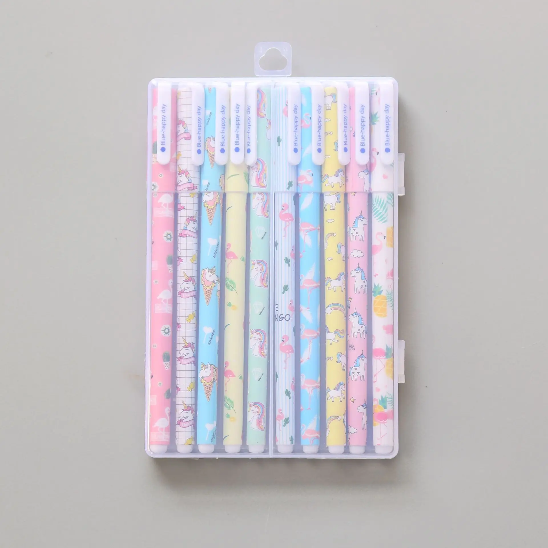 Lytwtw's 1 Set Of Pen Colorful Gel Pen Animal Unicorn Flamingo Marker Stationery Office School Supply Gift Handle With Box
