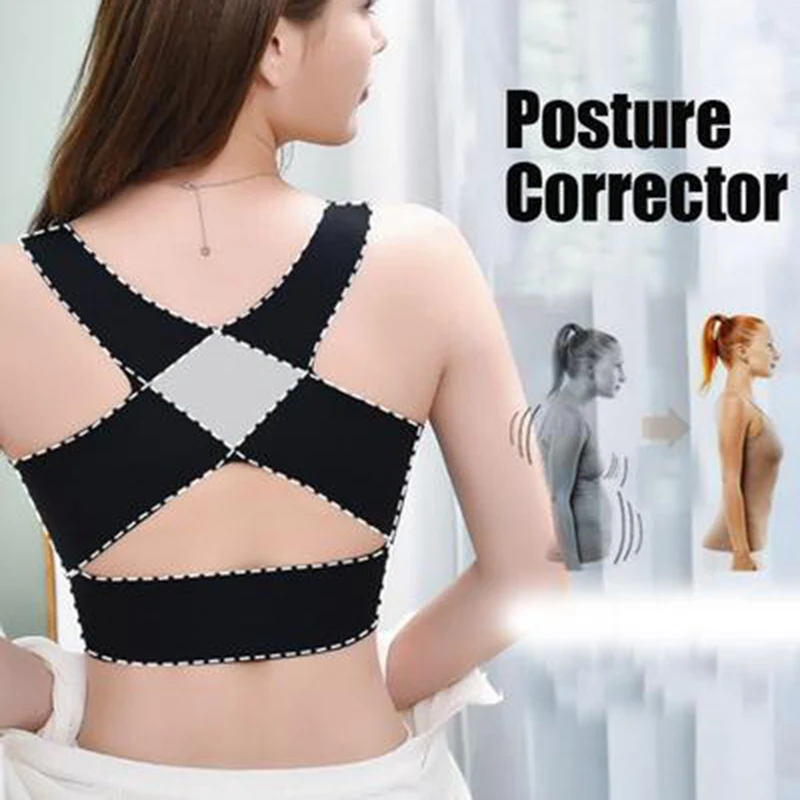 

Women Adjustable Elastic Back Shoulder Brace Support Belt Chest Posture Corrector Seamless Bra Body Shaper Corset Health Care LL