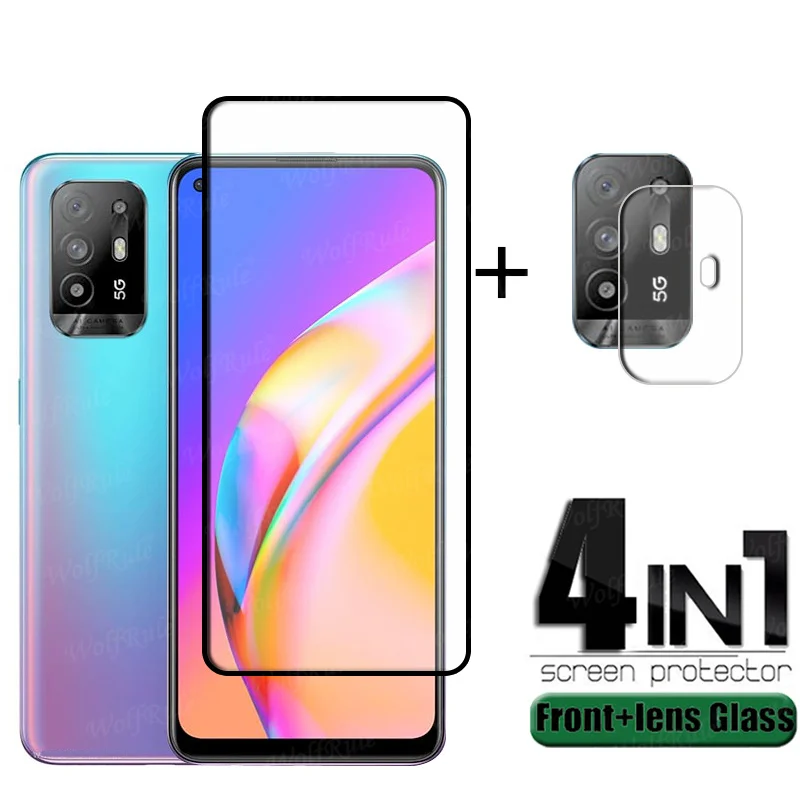 4-in-1 For OPPO A94 5G Glass For OPPO A94 5G Tempered Glass Full Cover HD Protective Screen Protector For OPPO A94 5G Lens Glass