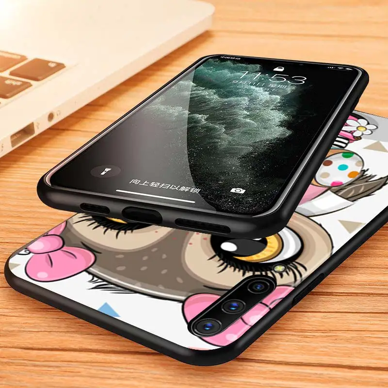 

Lovely Animal Owl for Samsung A90 A80 A70 S A60 A50 S A30S A40 S A20 E A30 A10 A2 Core Black Phone Case