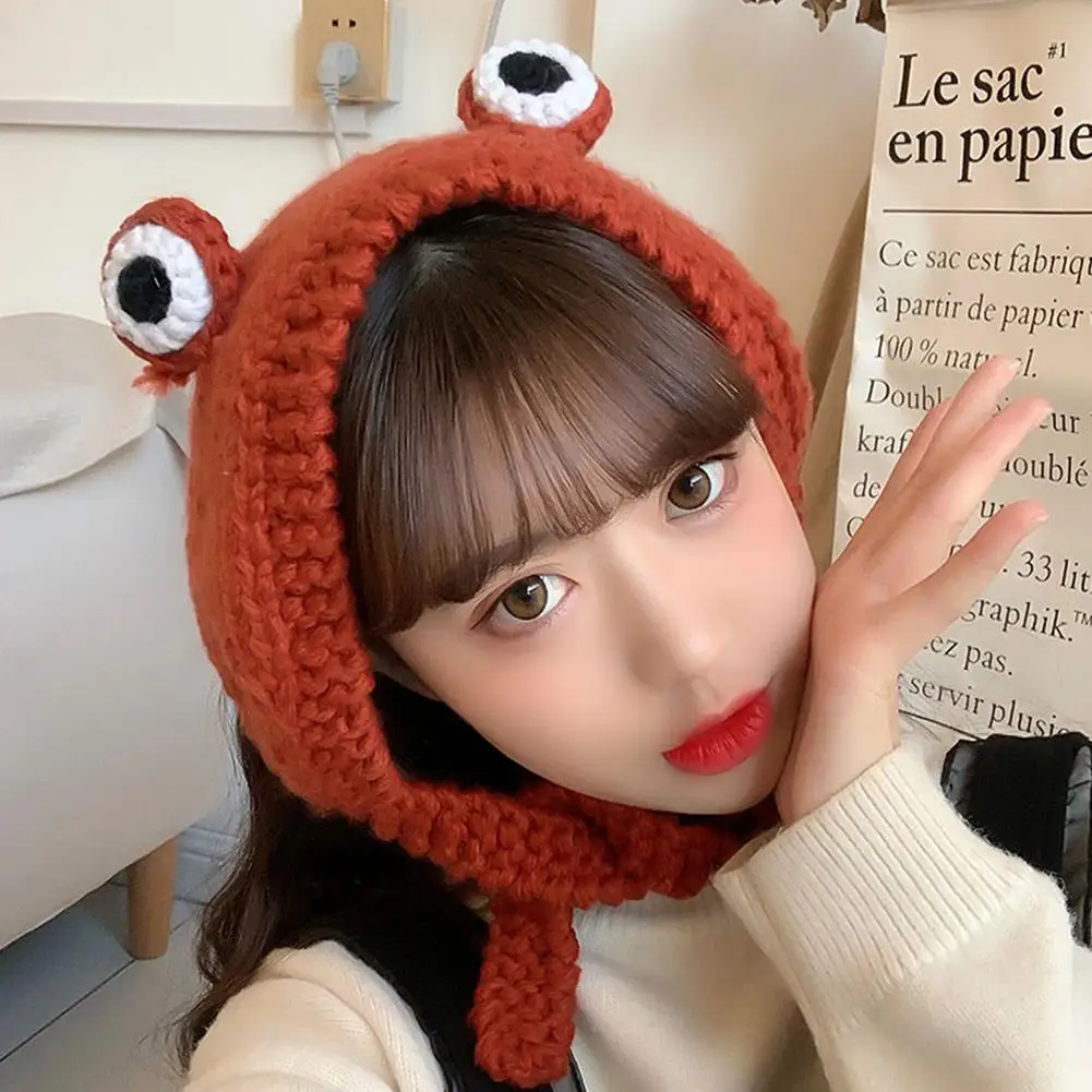 

Frog Hat Beanies Knitted Winter Hat Solid Hip-hop Skullies Knitted Hat Cap Cute Women Gift Hip-hop Cap Party Photography Prop