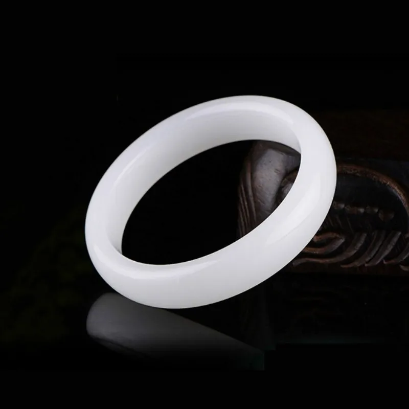 

Natural A White Jade Bangle Bracelet Charm Jadeite Jewellery Fashion Amulet Gifts for Women Men