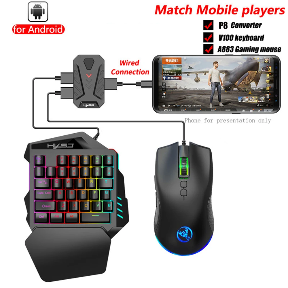 P8 Converter PUBG Keyboard Mouse for Android 6 One Hand Mobile Controller Gaming Keypad Mice Adapter USB C Gamepads Accessories |