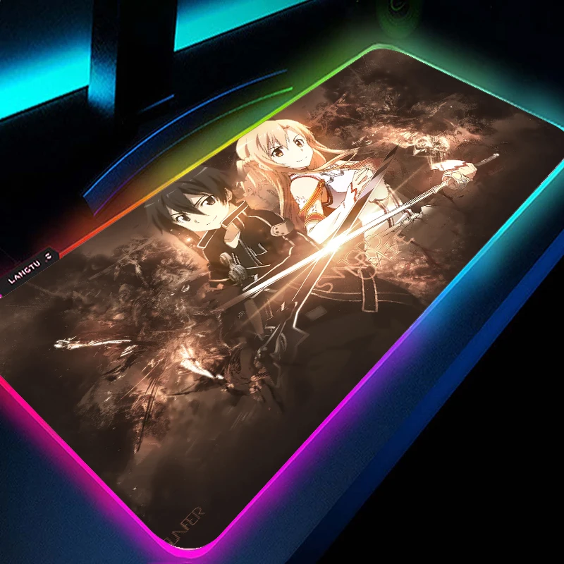 

MRGLZY Anime Sword Shen Yun Rgb Notepad Computer Keyboard Locking Game Accessories Desktop Carpet LED Game Mouse Pad Gamer Desk