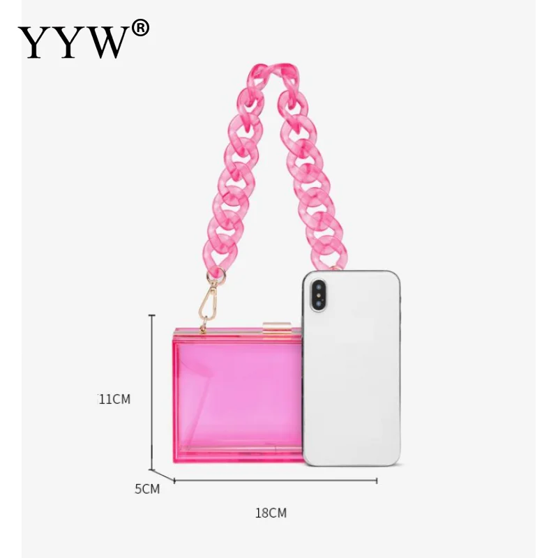 

Fashion Acrylic Clasp Resin Box Clutches Bags Women Party Wedding Fashion Beach Evening Lady Handbags Purse Simple Shoulder Bag