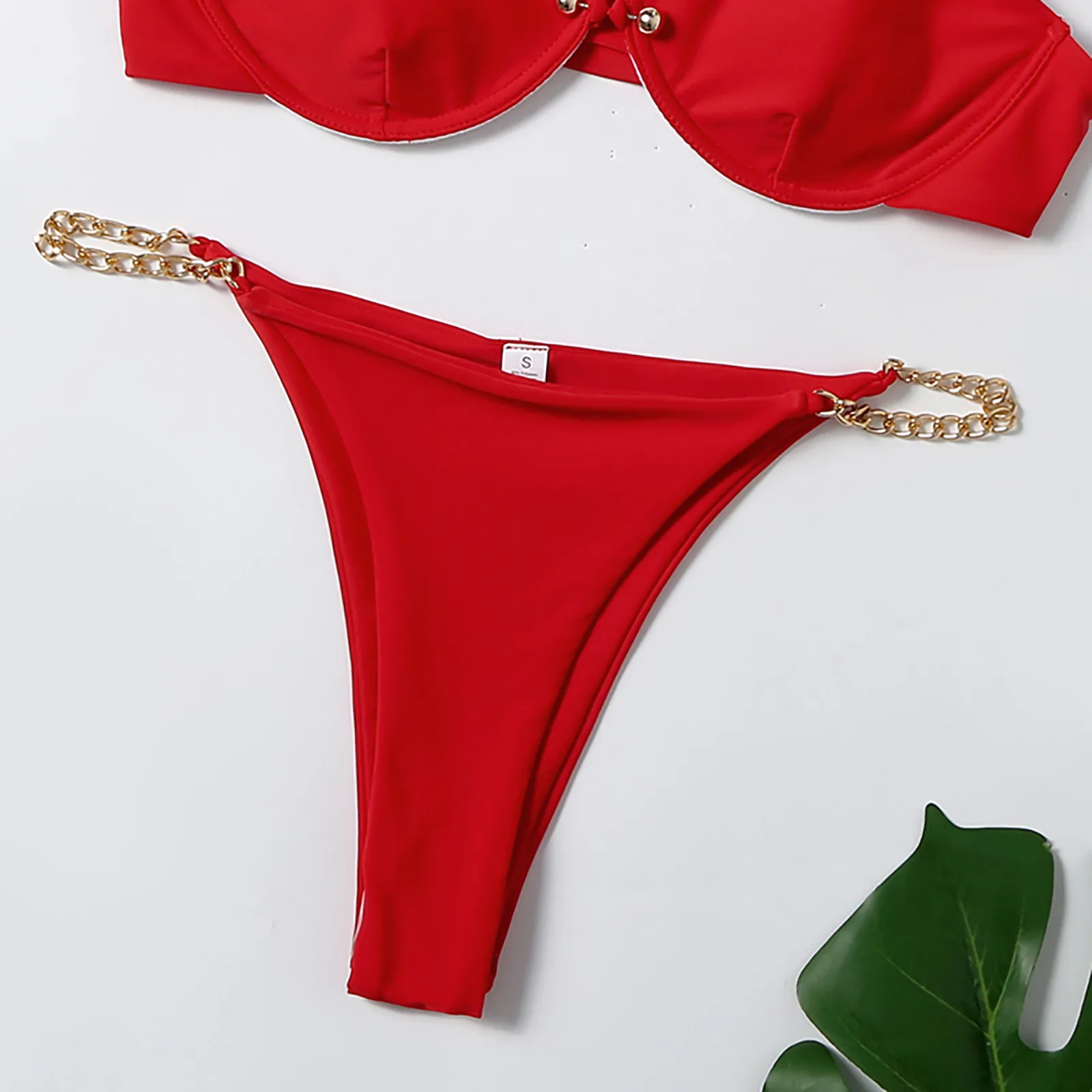 

Women's Sexy High Breast Contrast Gradient Split Bikini Set Two Piece Swimsuit Female Swimwear Women Mini Thong Bikini