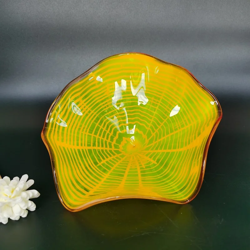 Modern Dale Chihuly Murano Glass Handmade Yellow Wall Plates Living Room Lamps