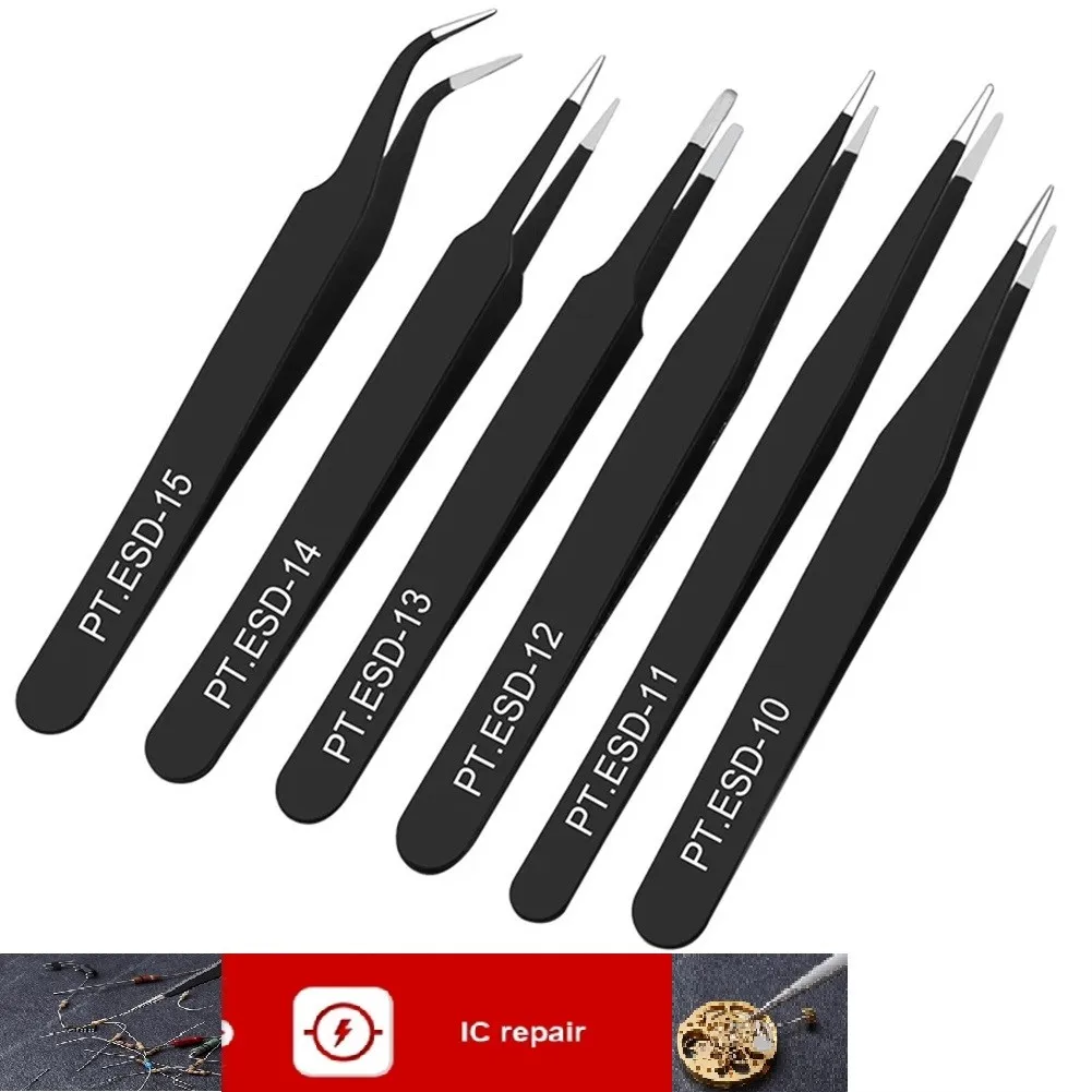 

Набор антистатических пинцетов из нержавеющей стали, 6 шт.