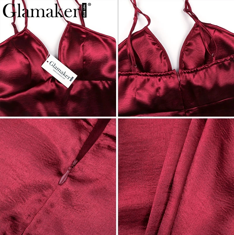 Glamaker, роскошный атласный сексуальный топ на бретелях, женская одежда, для пляжа, фитнеса, Летний Топ для женщин, v-образный вырез, Клубные, вечерние,, camisoles& tanks cami