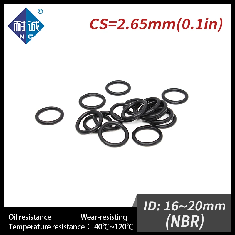 

20PCS/Lot Nitrile Rubber Black NBR Thickness CS2.65mm ID16/17/18/19/20*2.65mm O Ring Gasket Oil Resistant Waterproof