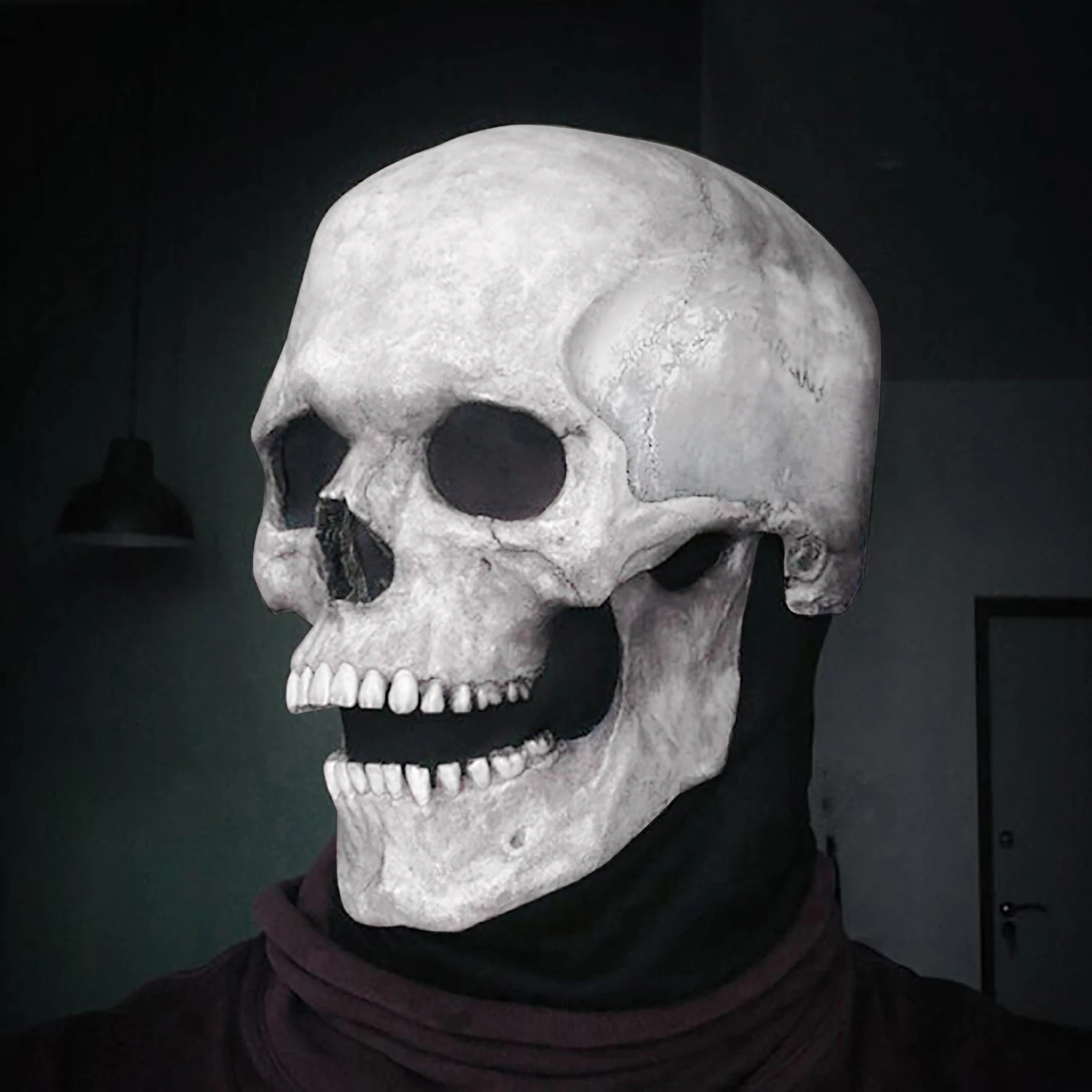 

Halloween Horror Decoration Full Head Skull Mask/Helmet Movable Jaw 2021 Creative Funny Unisex Adults Scary mascaras halloween
