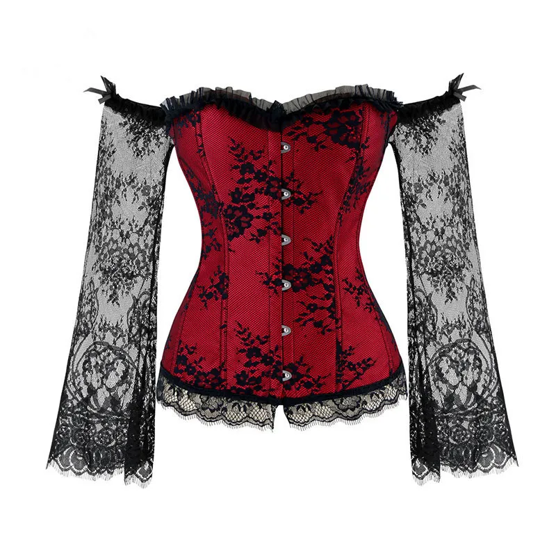

MO&MO-Palace lace long-sleeved tights corset body-shaping underwear collar stage performance clothing corset