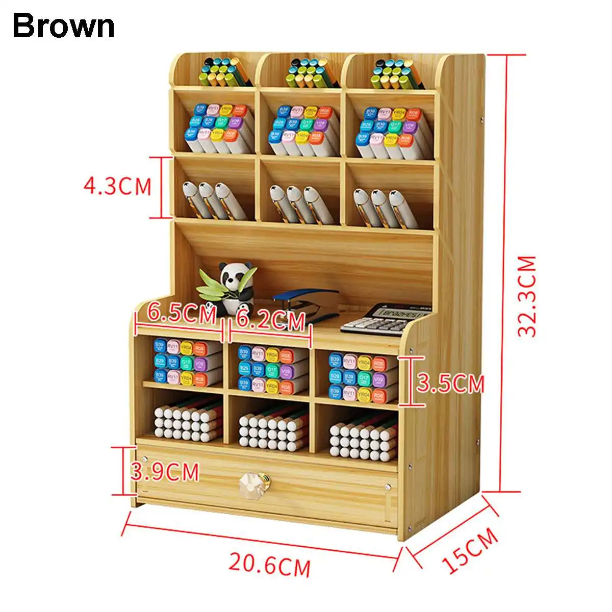

Wooden Desk Organizer Multi-Functional DIY Pen Holder Box Desktop Stationary Home Office Supply Desktop Storage Rack