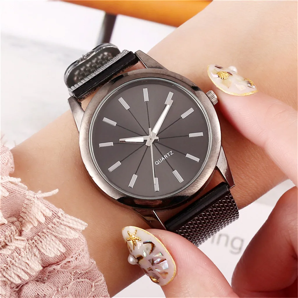 

Women Watch Gold Black Watch Magnetic Stainless Steel Mesh Band Luxury Quartz Wristwatch Diamond Wristwatches Watch For Women