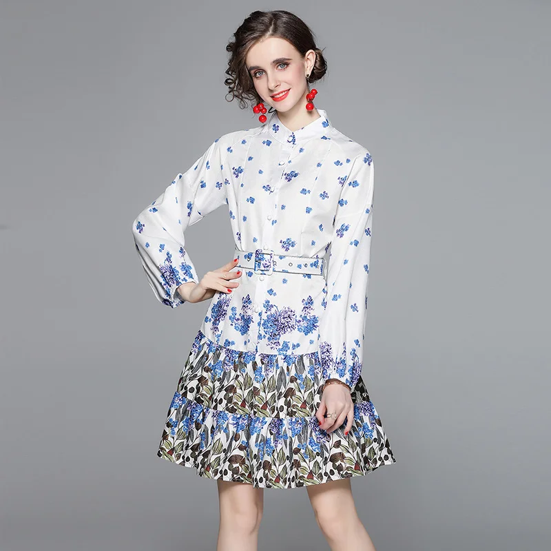 

Женское дизайнерское элегантное платье с принтом, привлекательное офисное коктейльное платье с длинным рукавом, винтажное платье-трапеция...