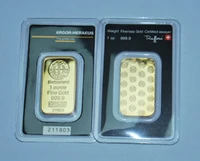 10pcs 1oz switzerland a rgor heraeus gold bar 24k gold plated non magnetic independent serial number business gift collect